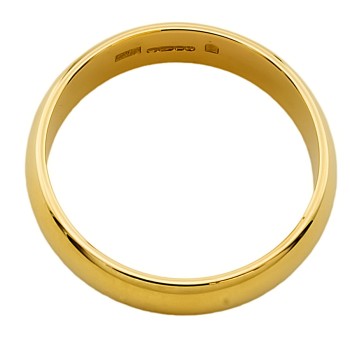 18ct Welsh Gold 5mm D-shape Wedding Ring size Q